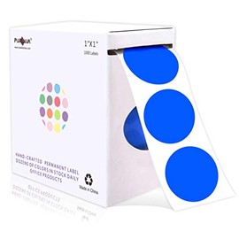 PARLAIM 1 Inch Round Permanent Adhesive Color-Code Dot Stickers,1000 per Roll dots Label Dispenser Box ,Bright Blue Circle Stickers Label for Office Classroom (Blue)