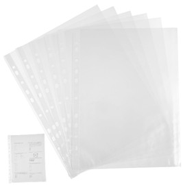 Tofficu 11 Hole Punched Binder Sheet Protectors 100pcs Plastic Binder Sleeves Top Loading Sheet Protectors