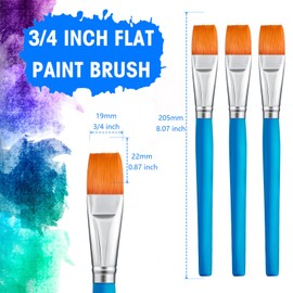 Zonon 10 Pcs 3/4 Inch Flat Paint Brushes Acrylic Painting Craft Accessories Small Watercolor Paint Brushes Bulk for Adult Artist Detail Oil Canvas Face(8.1 x 0.9 x 3/4 Inch,Sky Blue)
