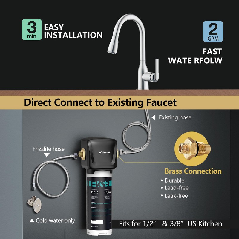 Frizzlife FK99 Under Sink Water Filter System, NSF/ANSI 53&42 Certified,