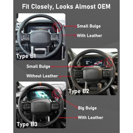 Belinous Leather Steering Wheel Cover, Hand-Stitch on Wrap, Steering Wrap Compatible with Ford 2021 2022 F-150 F150 XL/XLT (Black)