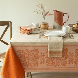 Benson Mills Harvest Gathering Heavyweight Engineered Jacquard Fabric Table Cloth, Décor for Fall, Harvest and Thanksgiving Tablecloth (Golden Rust, 52" x 70" Rectangular)