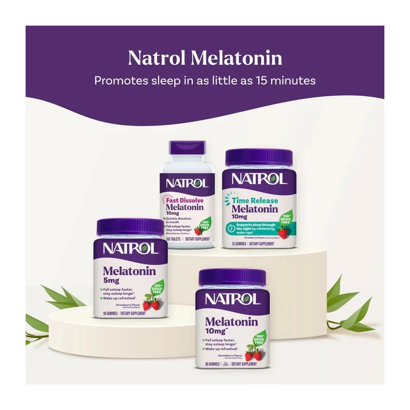 Gomitas de melatonina Natrol, Apoyo al sueño para adultos, Suplemento