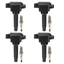 BDFHYK Ignition Coils UF656 and Iridium Spark Plug 93501 Compatible with Mazda 3 Sport 6 CX-3 CX-5 CX-9 MX-5 Miata l4 2.0L 2.5L Replaces GN10625 C-857 LKAR7BIX-11S C1837 5C1894 PE0118100A Set of 4