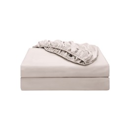 2-Pack Pure Cotton Fitted Sheet Queen Size, 600 Thread Count 16" Deep Pocket Egyptian Cotton Fitted Sheet (2pcs, Queen, Light Beige)