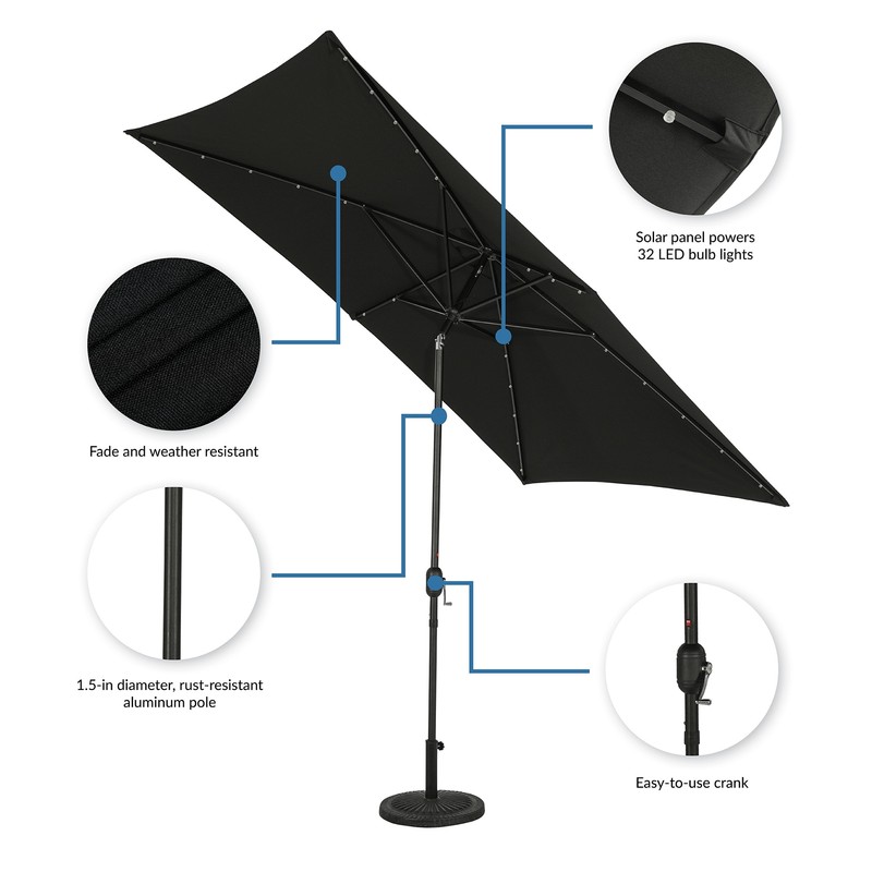 Island Umbrella Nassau 6.5-ft x 10-ft Rectangular Market - Black