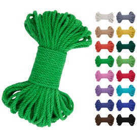 JeogYong 5mm Jute Twine String 66 Feet Natural Thick Garden Hemp Twine for Crafts, Outdoor, Gardening, Gift Wrapping, Plants, Packing Materials (Green)