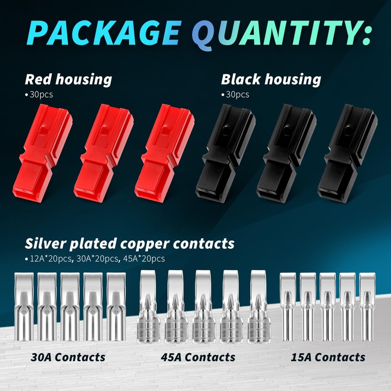 Relaxweex 120 Pcs 15A/ 30A/45 Amp Power Connectors Assortment Kit