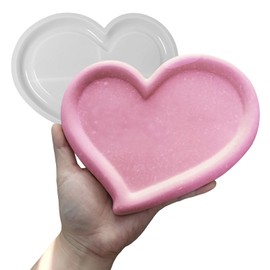 Wehous Heart Shape Tray Resin Concrete Mold, Valentine Silicone Molds for Epoxy Resin, Love Heart Tray Container Trinket Dish Plate Mold Candle Holder Storage Molds for DIY Art Craft Home Decor