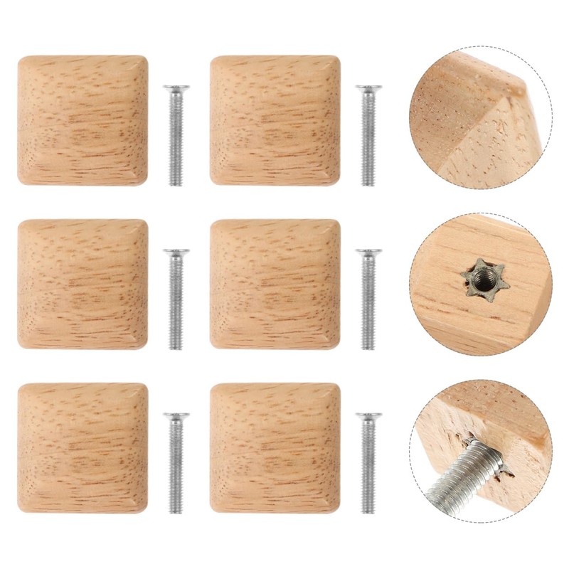 Gadpiparty 10pcs Handle Wooden Knobs Cabinet Knobs Square Door Knobs