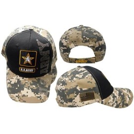 Trade Winds U.S. Army Star Logo ACU Digital Camo Black USA Flag Embroidered Cap Hat (TOPW)