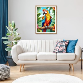 Lxmsja Colorful Parrot Bird Diamond Painting Kits for Adults, 5D DIY Diamond Gem Arts Crafts Picture Kits, Full Drill Diamond Art Painting Kits, Wall Decor 30x40CM