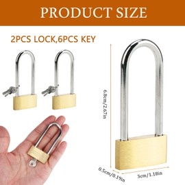 2 Pcs Padlock with Keys,40mm Heavy Duty Long Shackle, Outdoor High Security Padlock,Stainless Steel Lock for Shed, Warehouse, Garage, Garden, Gate,Suitcase Yellow