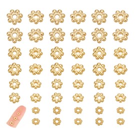 UNICRAFTALE 60 Pieces 4 Sizes Flower Spacer Beads Stainless Steel Beads 3~6 mm Real 18K Gold-Plated Mini Snowflake Beads Loose Metal Beads Small Beads for DIY Bracelets Necklaces Jewellery Making