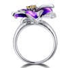 Uloveido Elegant Purple Flower Statement Rings White Gold Plated Cubic