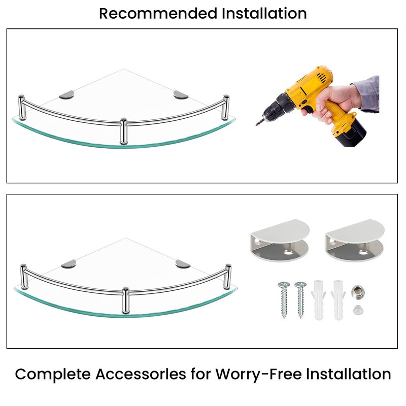 YorkHoMo Glass Corner Shelves Tempered Bathroom Eestantes para Baños with