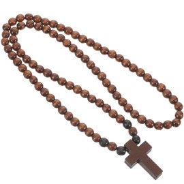 LIFKOME Cross Necklace for Men Vintage Beaded Design Fashion Accessory Comfortable Lightweight Wear Versatile for Various Occasions