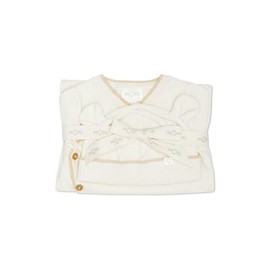 MORI Baby Knitted Kimono Romper and Hat Set - Soft Cotton Wool Blend - Footed Romper with Wooden Buttons - Hat with 3D Ears - Cozy Baby Clothes - 3-6 Months