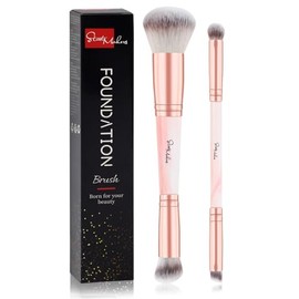 START MAKERS Brochas de Maquillaje de Doble Punta, Set de 2Pcs de Brochas para Base, Contorno y Corrector para Difuminar, Pulir, Iluminar y Fijar, Bro