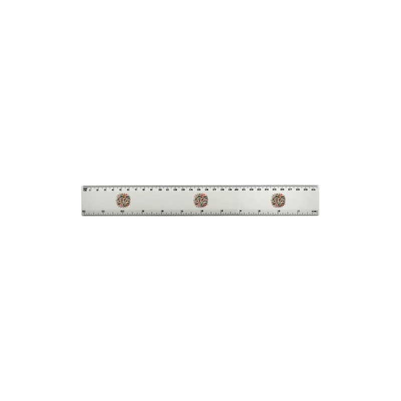 'Floral New Year 2025' 30cm (12 Inch) White Plastic Ruler