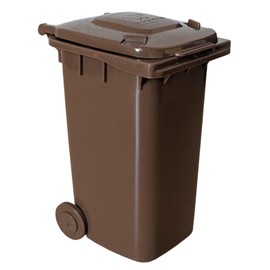 plasteo® 240 Mini Wheelie Bin - Brown - Perfect as a Pen Holder and Waste Bin - Desk Tidy - Multifunctional and Stylish