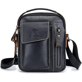 Bolso de hombro pequeño para hombre, de piel auténtica, estilo retro, ligero, para uso diario, para negocios, deportes, senderismo, viajes