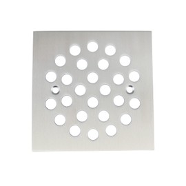 Poyde 4-1/4 Inch Screw-in Square Floor Drain Cover Replacement Shower Grates with Screws (Brushed Nickel)