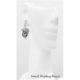 “Day of the Dead” Skeleton playing guitar - 22x15mm - Silver alloy charm dangle earrings. Hypoallergenic Silver-Plated 3mm Ball Post Earrings with Backs.