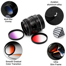 72mm Graduated Color Filters Kit,Fotover 9 Pieces Gradual Colour Lens Filter Kit Set Accessory for Canon Nikon Sony Pentax Olympus Fuji DSLR Camera + Lens Filter Pouch