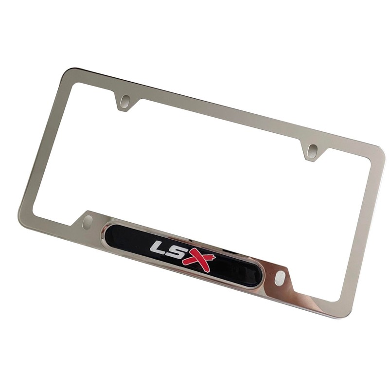 License Plate Frame Cover Holder, LSX Chrome for Camaro Corvette,