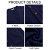 Runcati Mens Cardigan Sweater Casual Cable Knitted V Neck Button
