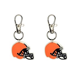 Football Helmet Zipper Charm Set of 2 Badge Reel Accent Purse Collar Charm Orange Black
