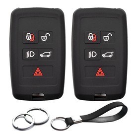 INFIPAR 2pcs Compatible with Land Rover Range Rover Evoque Sport Velar Defender 110 130 90 Discovery Sport Jaguar E-Pace F-Pace F-Type I-Pace XE XF XJ Key Fob Cover Case Key Chain Protector Holder