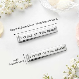 Father Of The Groom and Bride Gifts Groomsmen Gifts from Bride Wedding Tie Clip White Gold Plated Tie Clips Stainless Steel Tie Bars