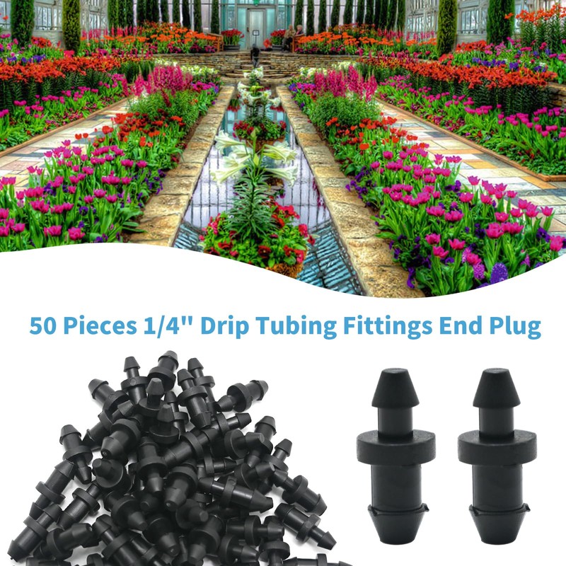 CADUFUELLY 50 PCS 1/4 inch Drip Fitting End Plug, Drip