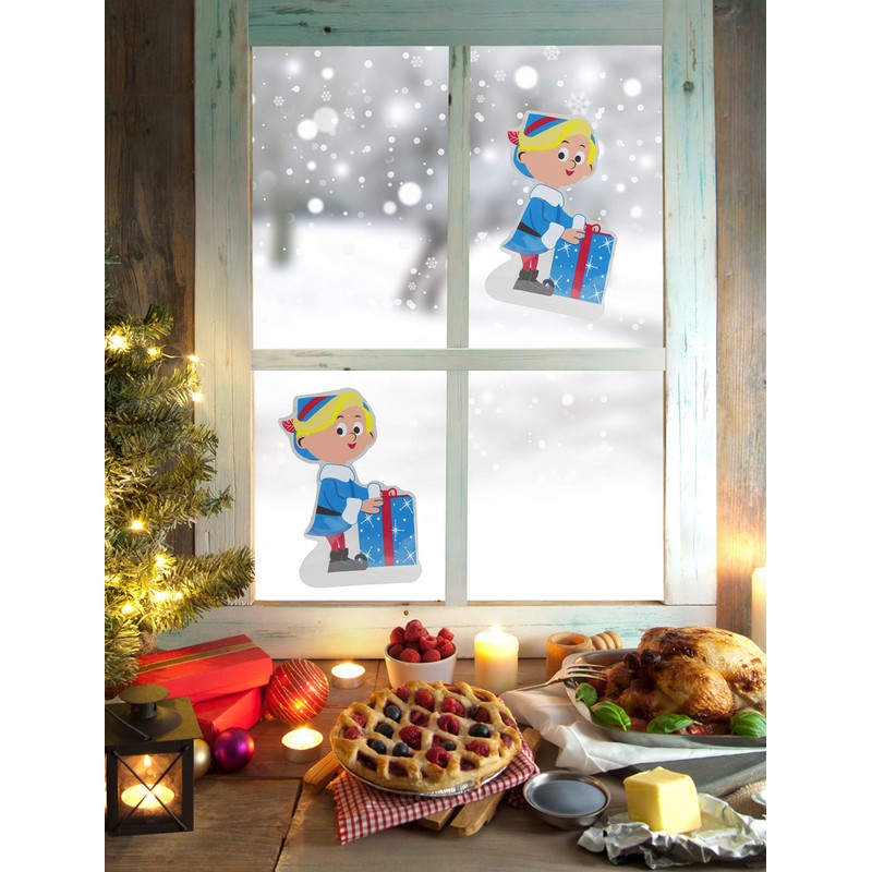 ProductWorks 7.25" Rudolph The Red-Nosed Reindeer Hermey Jelz Christmas Window