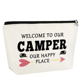 Gfhzdmf Camping Gift for Camper Makeup Bag Camping Lover Gifts for Girls Sister Daughter Friend Bff Outdoor Vacation Gifts Cosmetic Bag Camper Accessories for Travel Trailers Travel Pouch