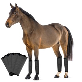 FOXLVDA Horse Fly Boots - Fly Boots for Horses Set of 4, Comfortable Pony Leggings, Mesh Material Design with Metal Support Bars, Equine Boots for Reduces Stomping & Leg Fatigue (Dark Gray, Medium)