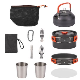 Takeda Corporation CPCST-13 Outdoor Cookware Set, Black, 7.1 x 7.1 x 4.7 inches (18 x 18 x 12 cm), Camping Cooker, 13-Piece Set