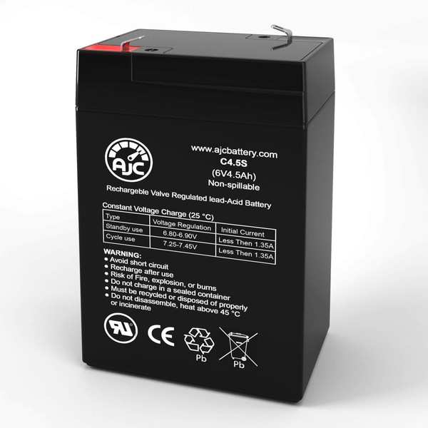 Lightalarms RCL3000 6V 4.5Ah Emergency Light Battery - This is an AJC Brand Replacement