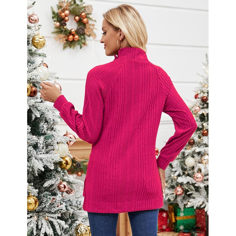 Luranee Womens Long Sleeve Tunic Tops Turtle Neck Sweater Light