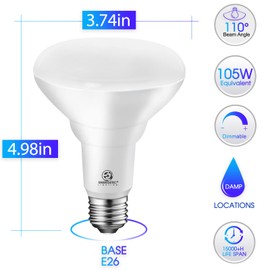 Energetic LED Recessed Light Bulbs BR30, 105W Equivalent, 1500LM, Dimmable, Daylight 5000K, Indoor Flood Lights for Recessed Cans, UL Listed, 6 Pack