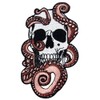 Octopus and Skull Embroidered Badge Iron on or Sew on