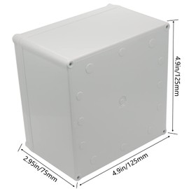 YETLEBOX Waterproof Electrical Box with Mounting Plate 125x125x75mm, IP67 Junction Box Dustproof Plastic DIY Electric Project Enclosure Box Grey 4.9"x 4.9"x 3"