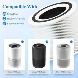 Soniicmomo Core 300 Replacement Filter for LEVOIT Core 300/Core 300S/Core300-P Air Purifier, 3-in-1 Filter with H13 True HEPA and Activated Carbon Filter, Part No. Core 300-RF (2 Pack White)