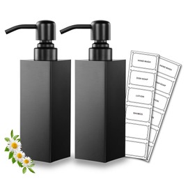 LEAISSY Black Bathroom Soap Dispenser Set, 2 Pack Liquid Soap Dispenser with Matte Black Soap Pump, 8.5Oz/250mL Soap and Lotion Dispenser Set, Hand and Dish Soap Dispenser Set for Bathroom (2 Pack)