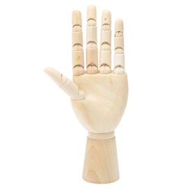 Majatou Wooden Hand Model, 7 Inch Art Mannequin Figure with Posable Fingers Left Hand Model for Drawing Art Supplies Jewelry Display Desk Decoration