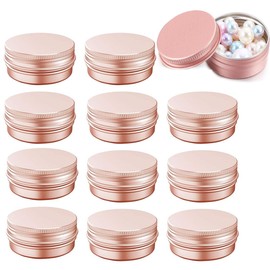 12Pcs Screw Top Aluminum Tin Jar, 2oz Aluminum Screw Lid Round Tin Container Bottle for Cosmetic, Lip Balm, Lip Balm Tin Containers Screw Top Round Tin Cans, Travel Cosmetic Cans Container