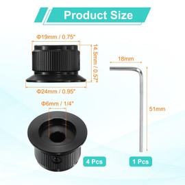 MECCANIXITY 4Pcs Aluminium Potentiometer Knobs 1/4" Volume Tone Control Top Hat Knobs with L-Type Hexagonal Wrench for Guitar Instruments Audio Mixer Amplifier Black