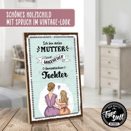 TypeStoff HS-00948 Wooden Sign with Saying - Mother Daughter - Vintage Look with Quote as Gift and Decoration on Mum, Family and Security